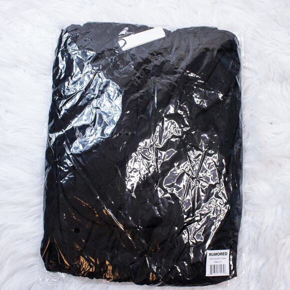 Rumored Black Off Shoulder Tiered Ruffle Mini Dress Small Long Sleeve Senorita - Picture 2 of 3